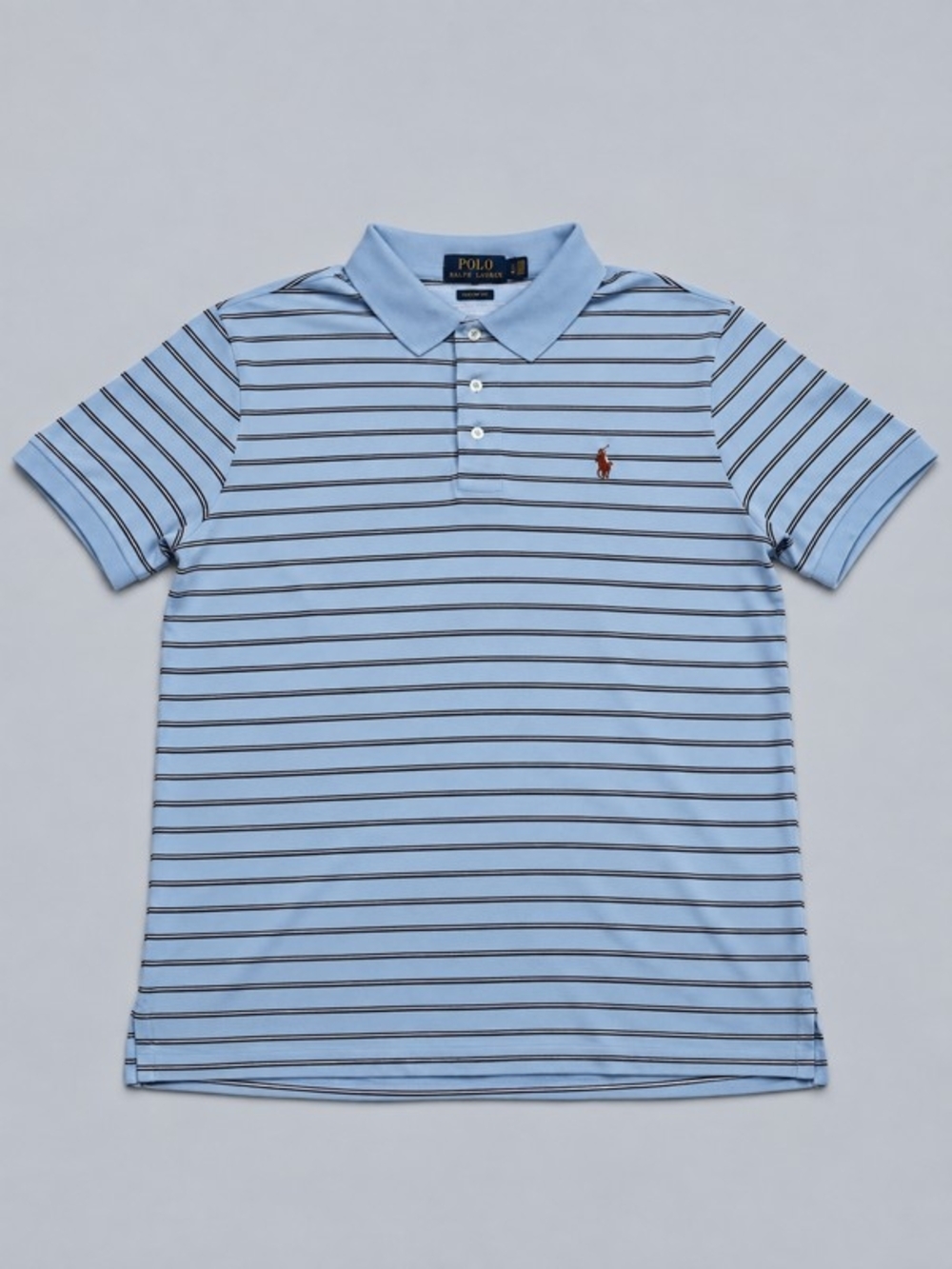 Polo by Ralph Lauren Mens Baby Blue Polo with Navy Stripe